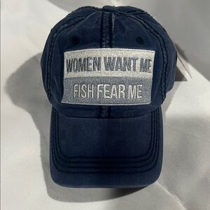 Navy Blue Women's Cap with Silver‎ Embroidery